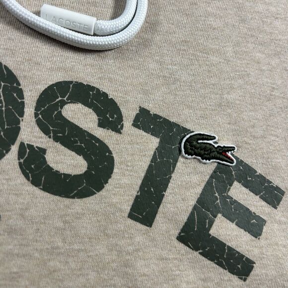 Lacoste Hoodie Mens 4XL Loose Fit Giant Crocodile Logo Sweatshirt Gray Green Y2K - Picture 8 of 11